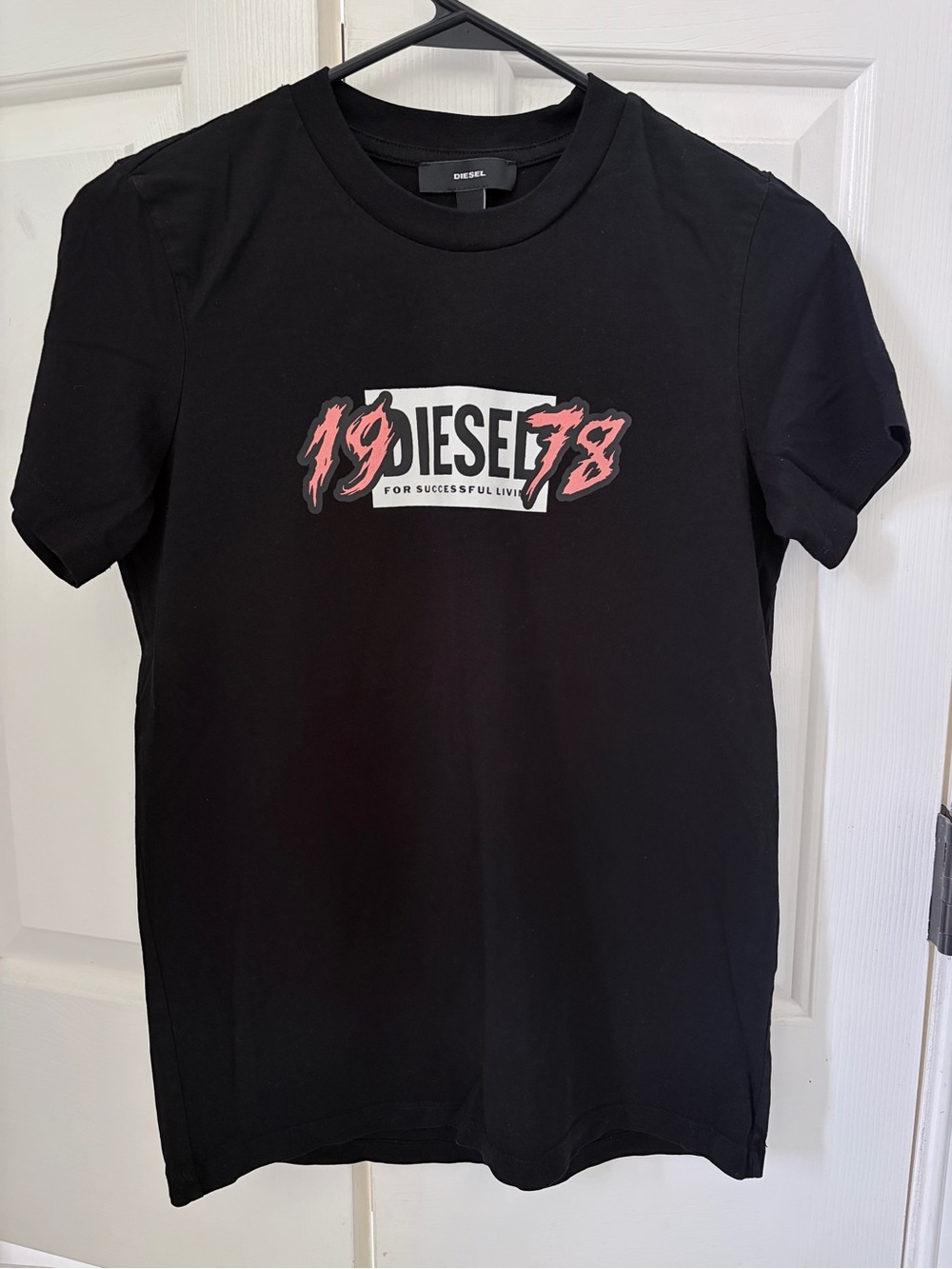 Diesel Black Tee with Pink Accent Logo